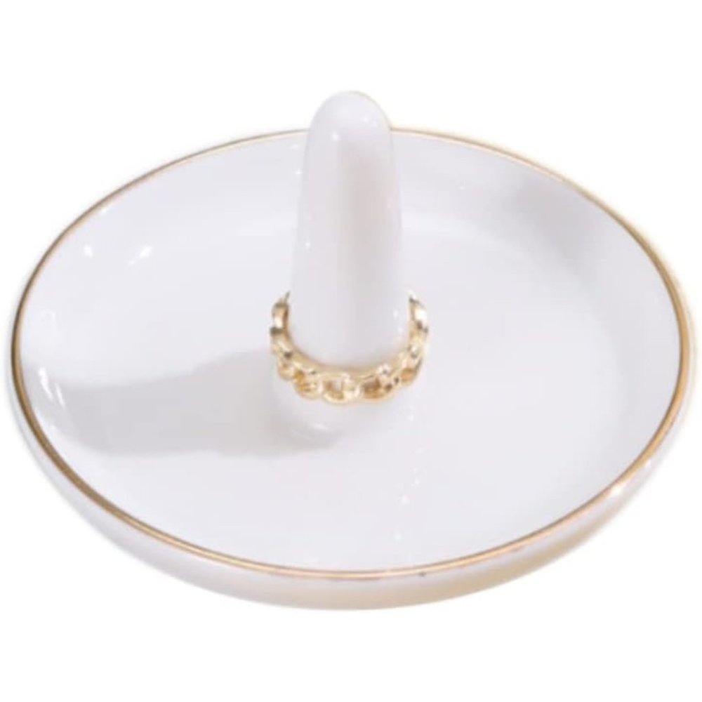 Women 4 Inch White Ceramic Ring Dish Holder